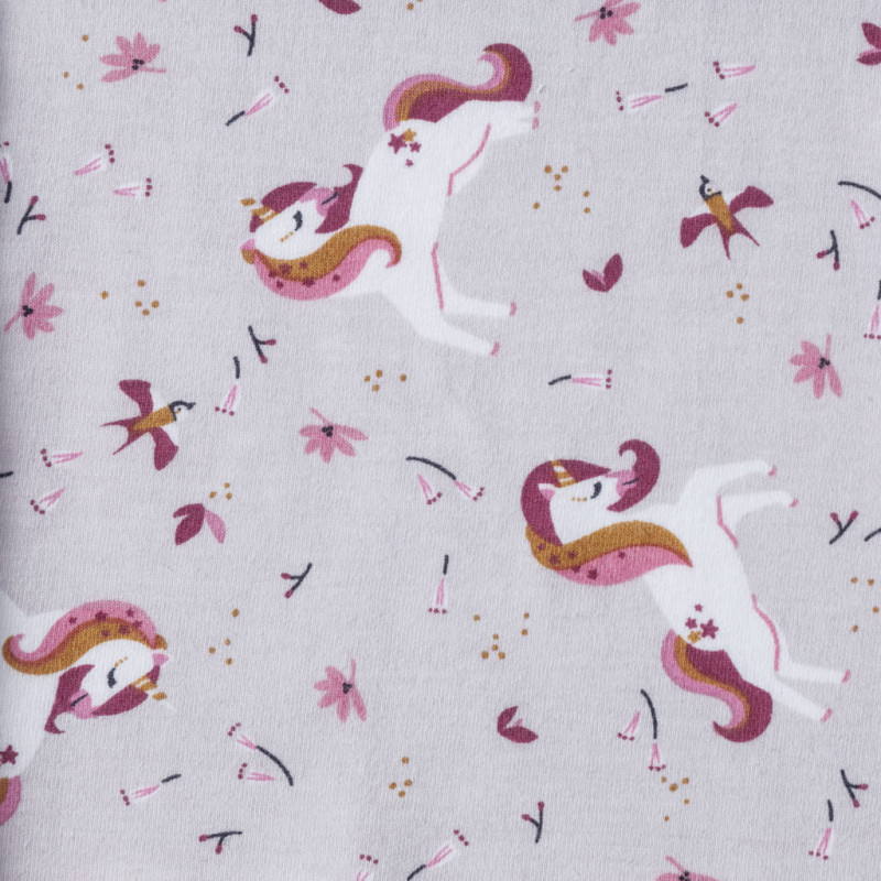 Printed Jersey INGELA Light Greige / Raspberry